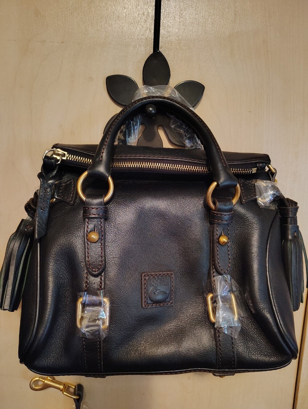 Dooney & Bourke Micro Florentine Leather Black Satchel NWT